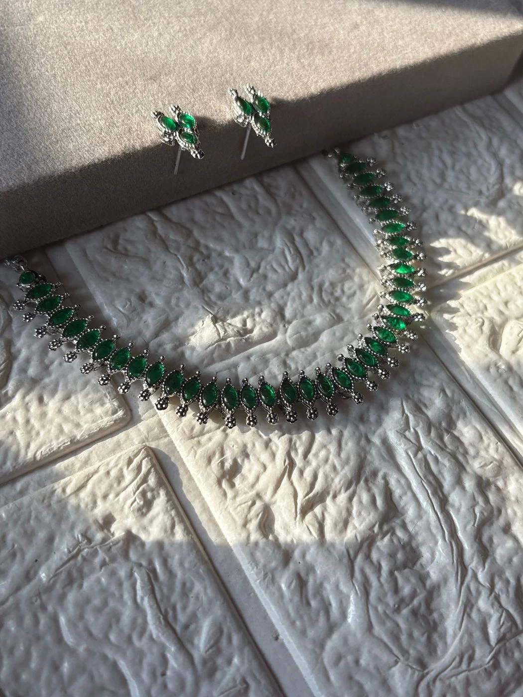 Oxidised Necklace Green 3
