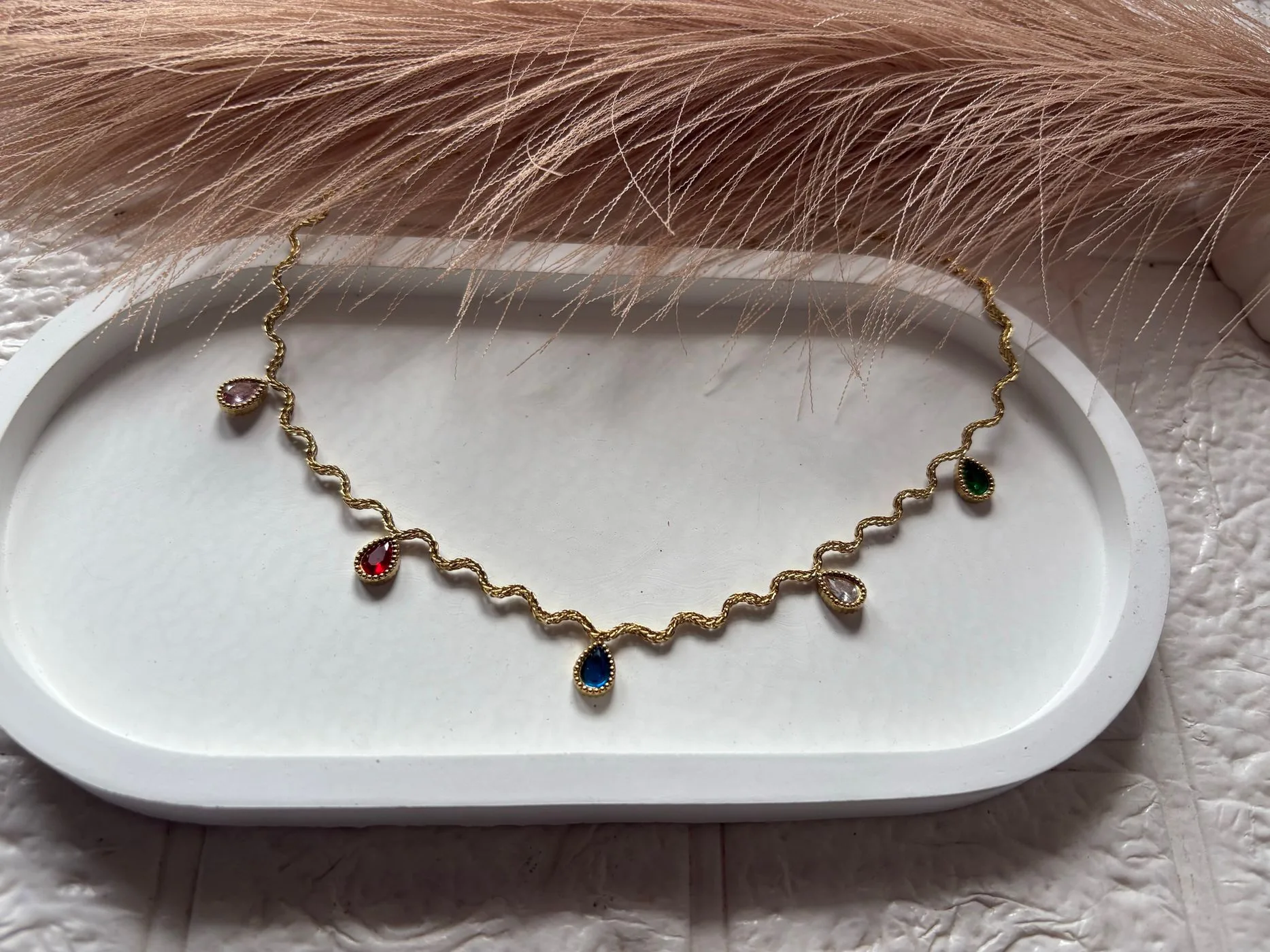 Anti tarnish wavy chain necklace 3