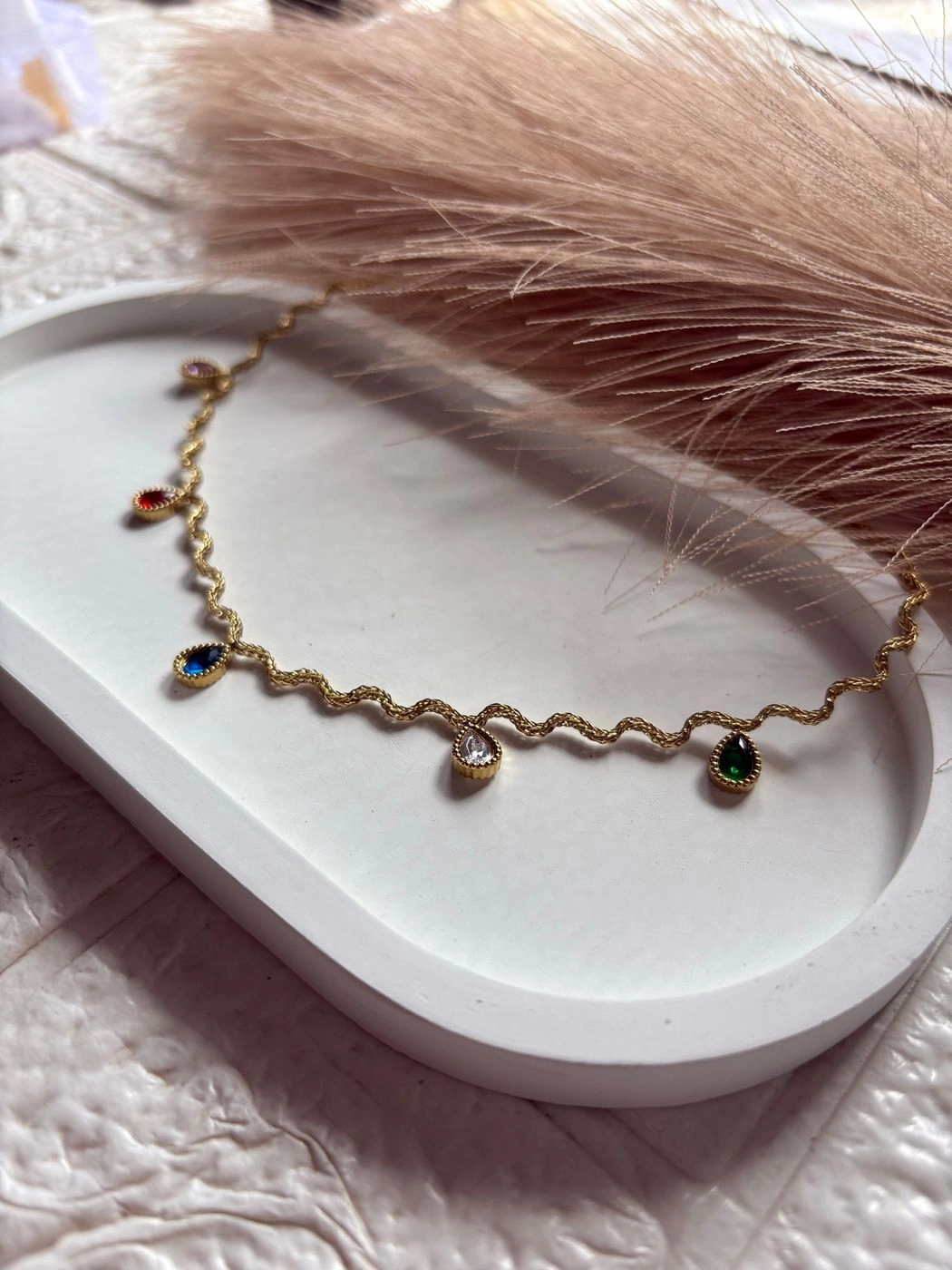 Anti tarnish wavy chain necklace 4