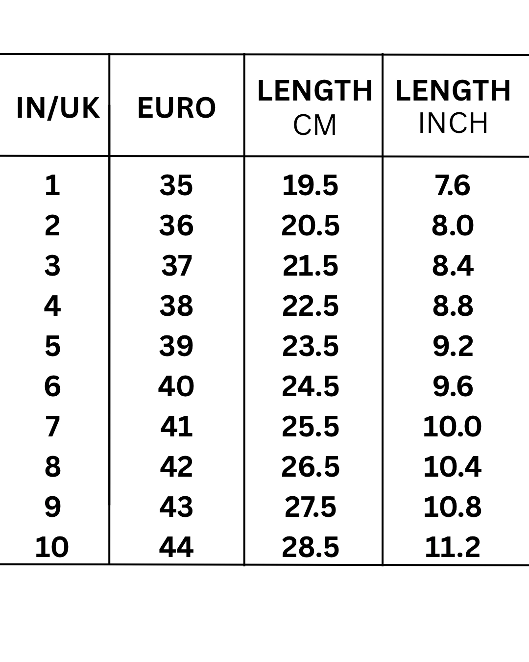 Size chart