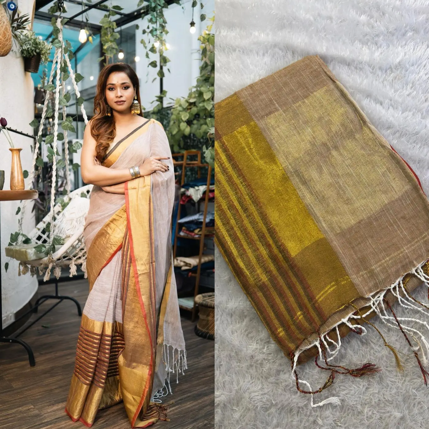 Linen Tissue Saree 1