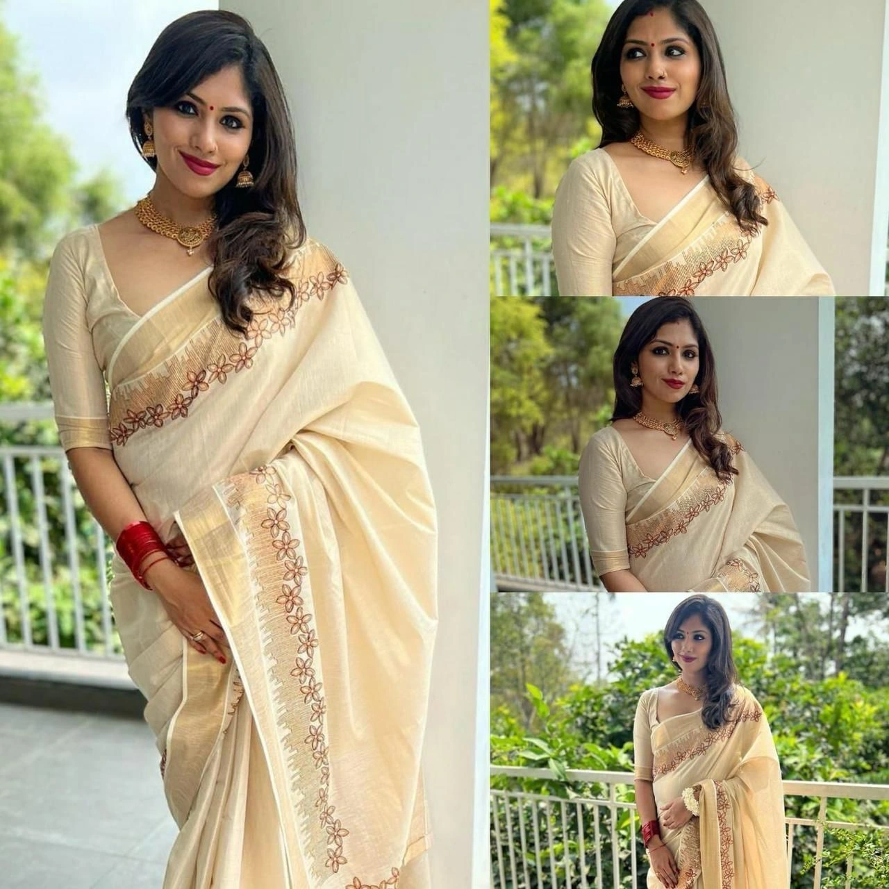 Kerala Tissue embroidered Saree 7