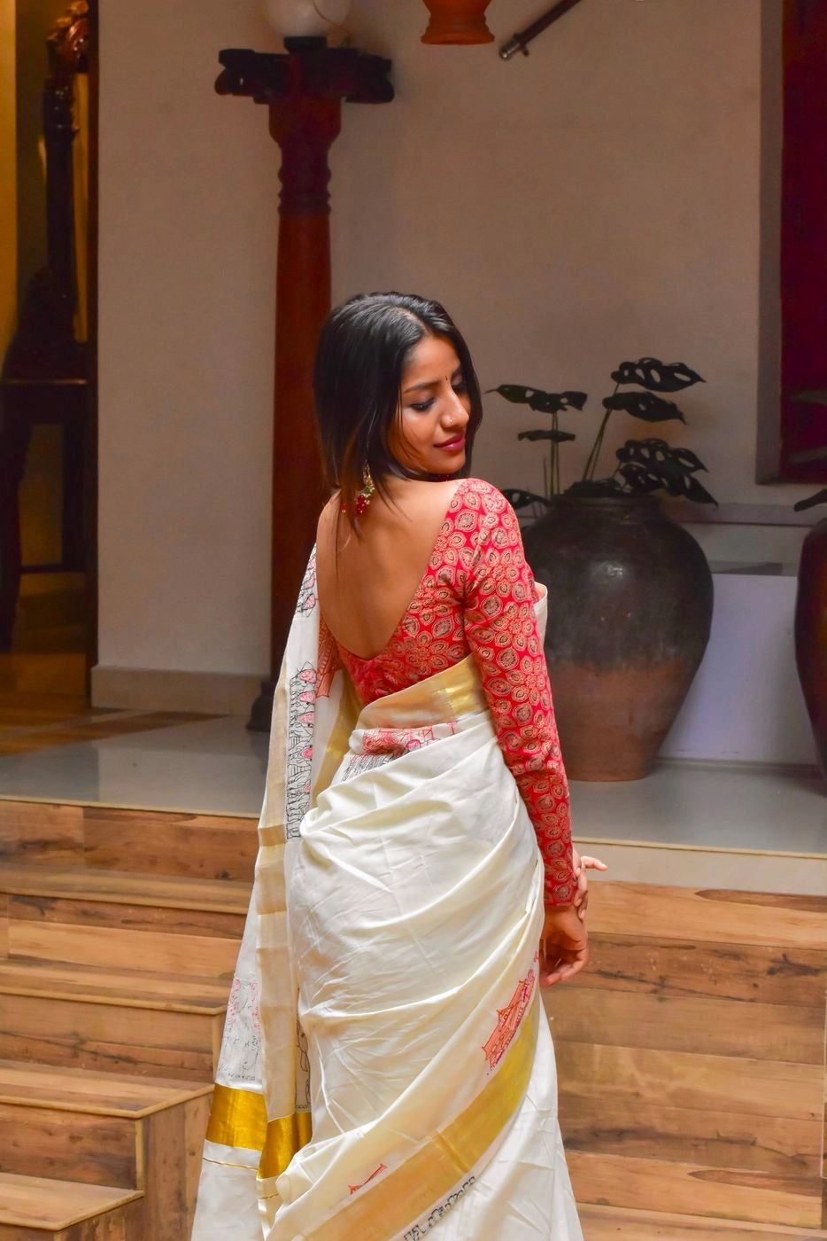 Embroidered Kerala Cotton Saree 5