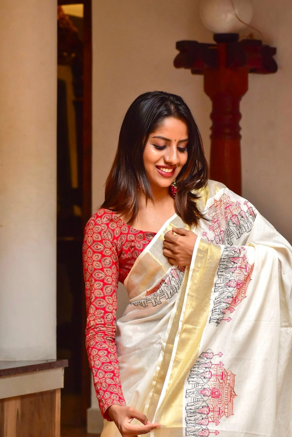 Embroidered Kerala Cotton Saree 6