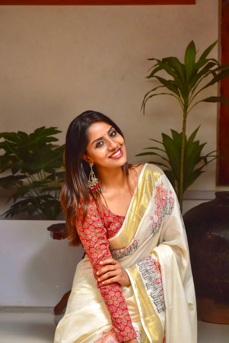 Embroidered Kerala Cotton Saree 7