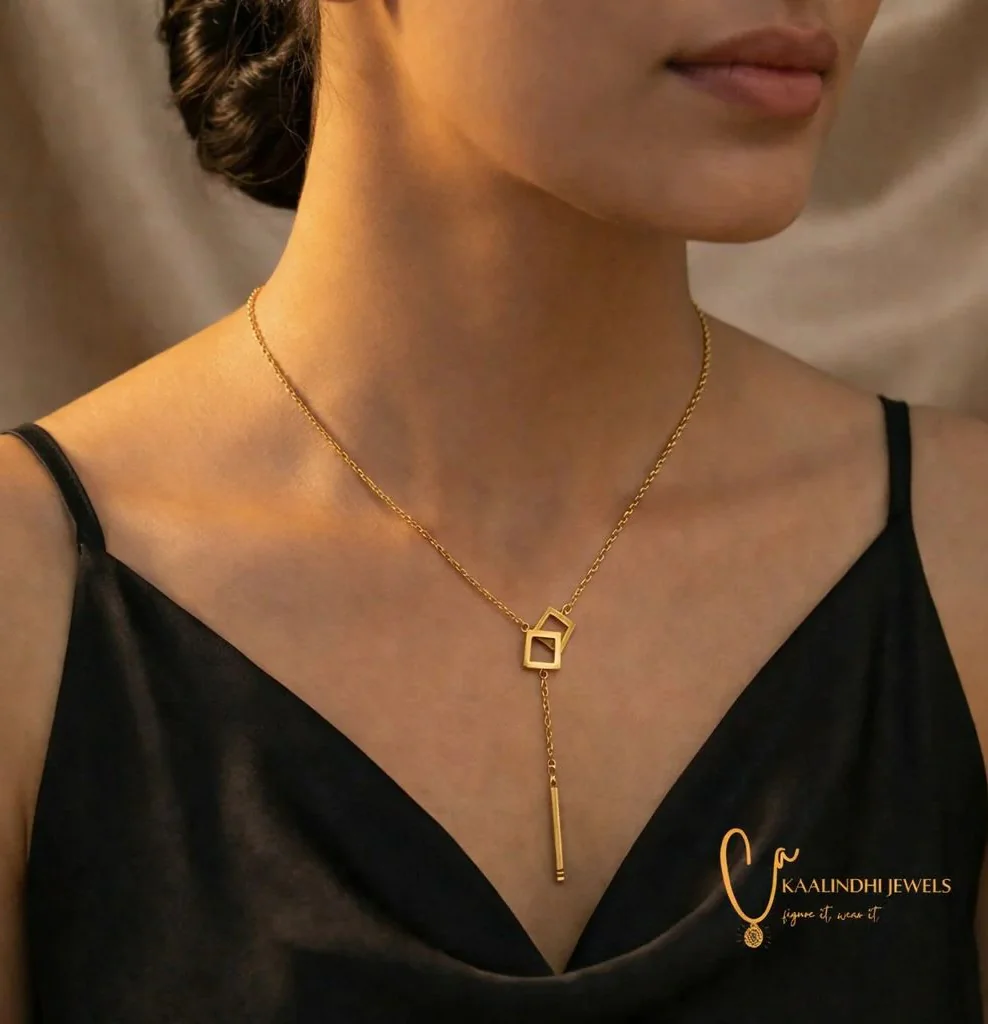 Geo-link drop necklace