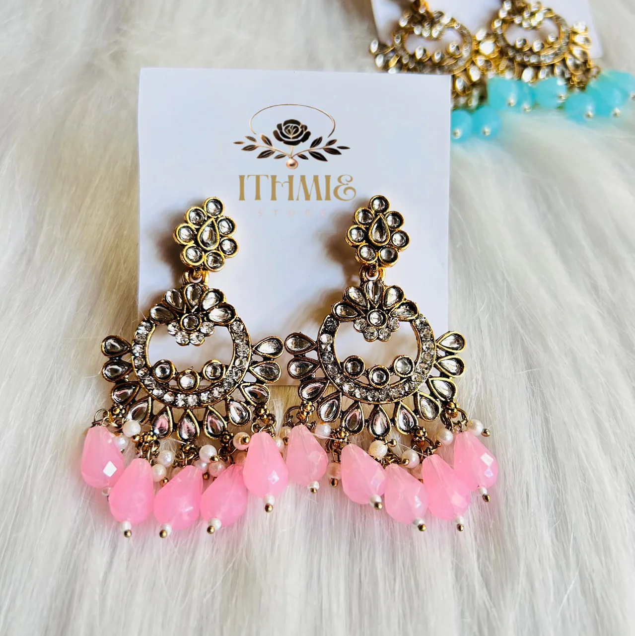 Antique Gold & Blush Pink Premium Earrings