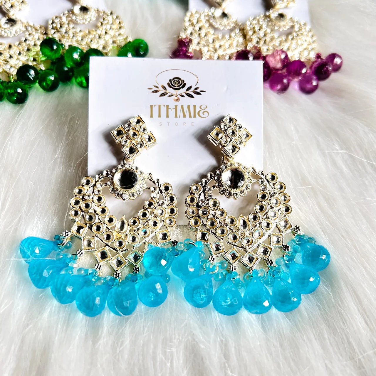 Antique Gold & Turquoise Blue Premium Earrings