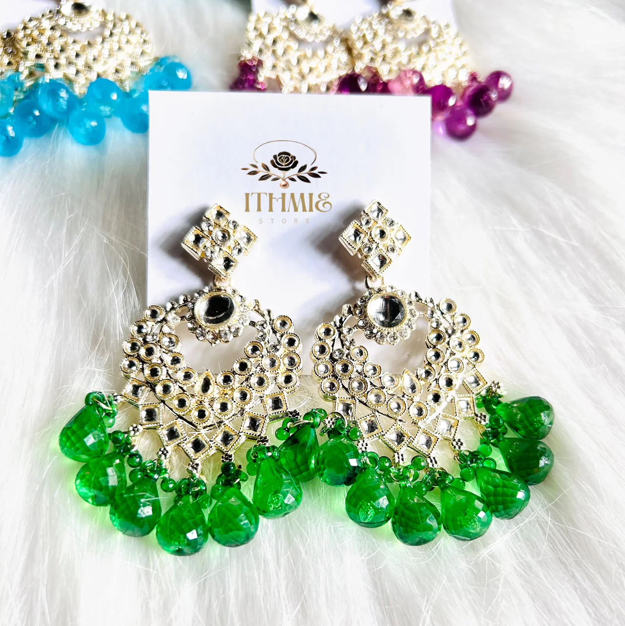 Antique Gold & Emerald Green Premium Earrings