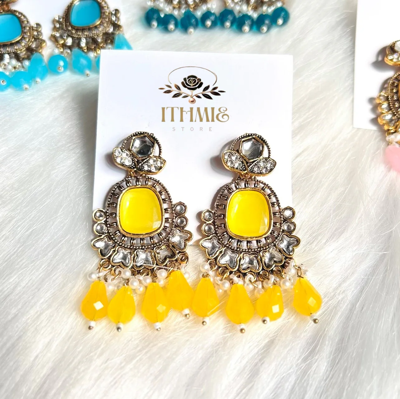 Antique Gold & Sunshine Yellow premium earrings