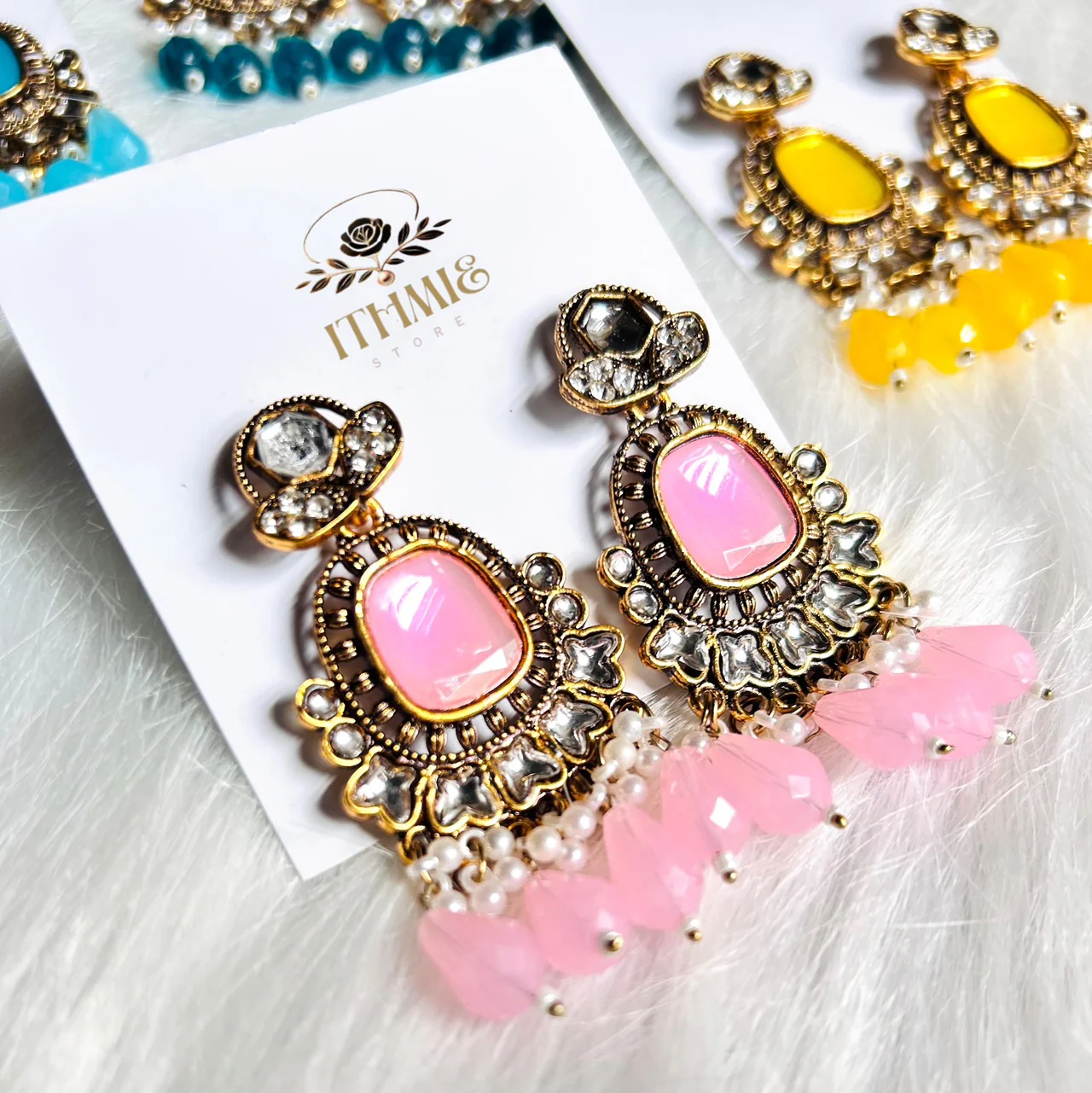 Antique Gold & Blush Pink premium earrings 2