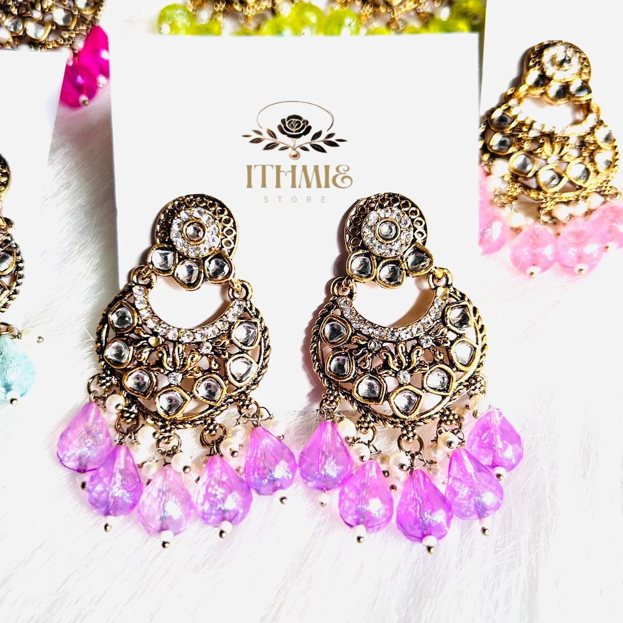 Pastel Lilac Antique Premium Earrings 1
