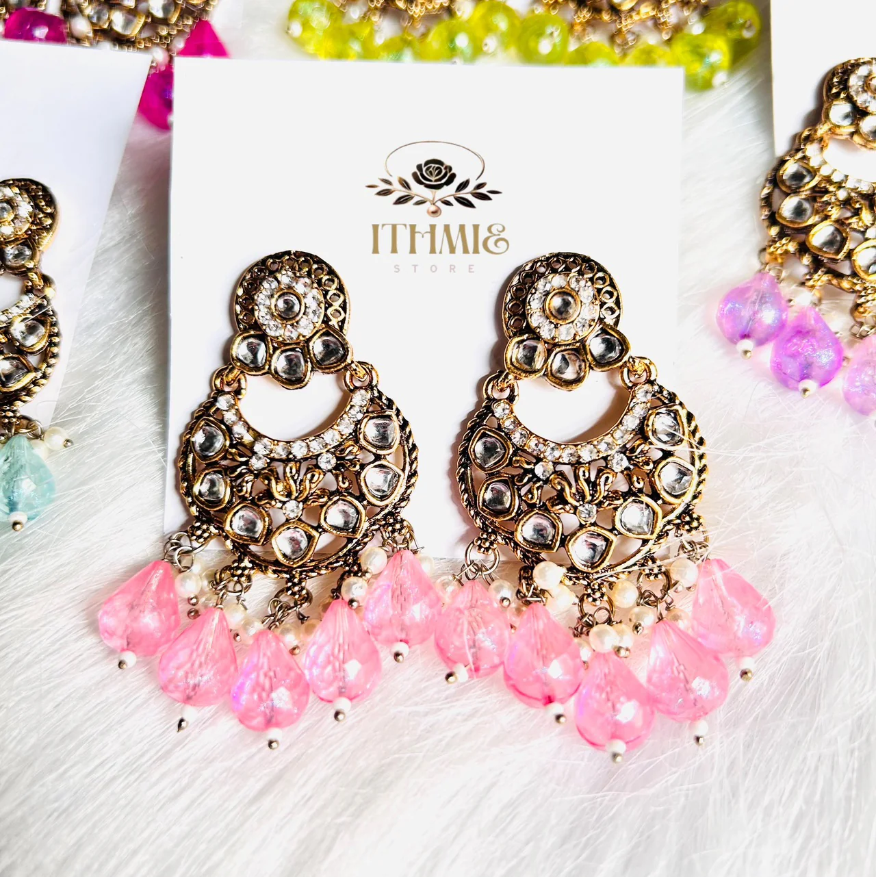 Pastel Pink Antique Premium Earrings 1