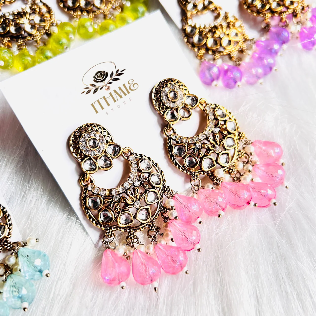 Pastel Pink Antique Premium Earrings 2