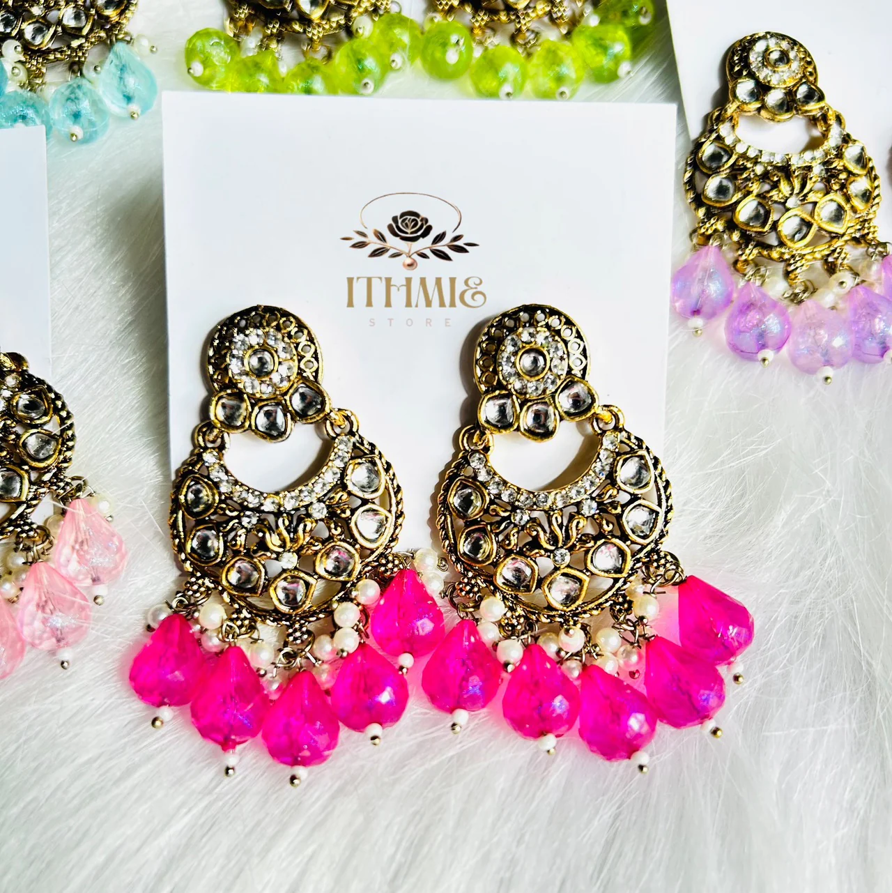 Rani Pink Antique Premium Earrings 1