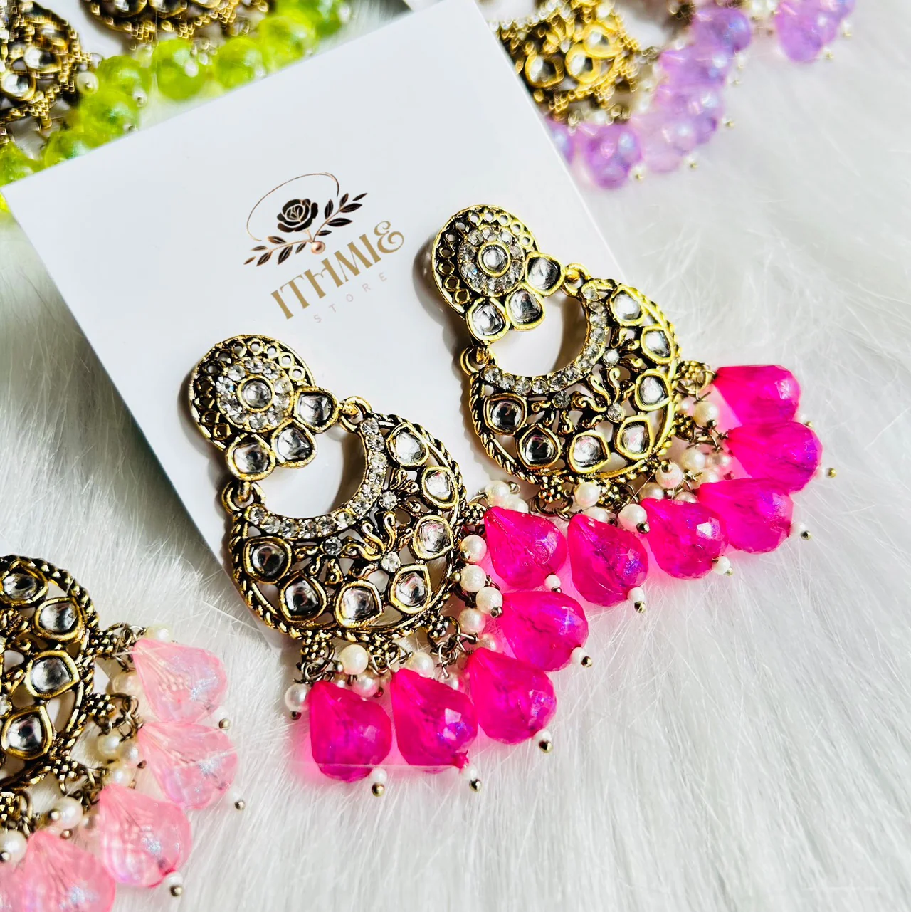 Rani Pink Antique Premium Earrings 2