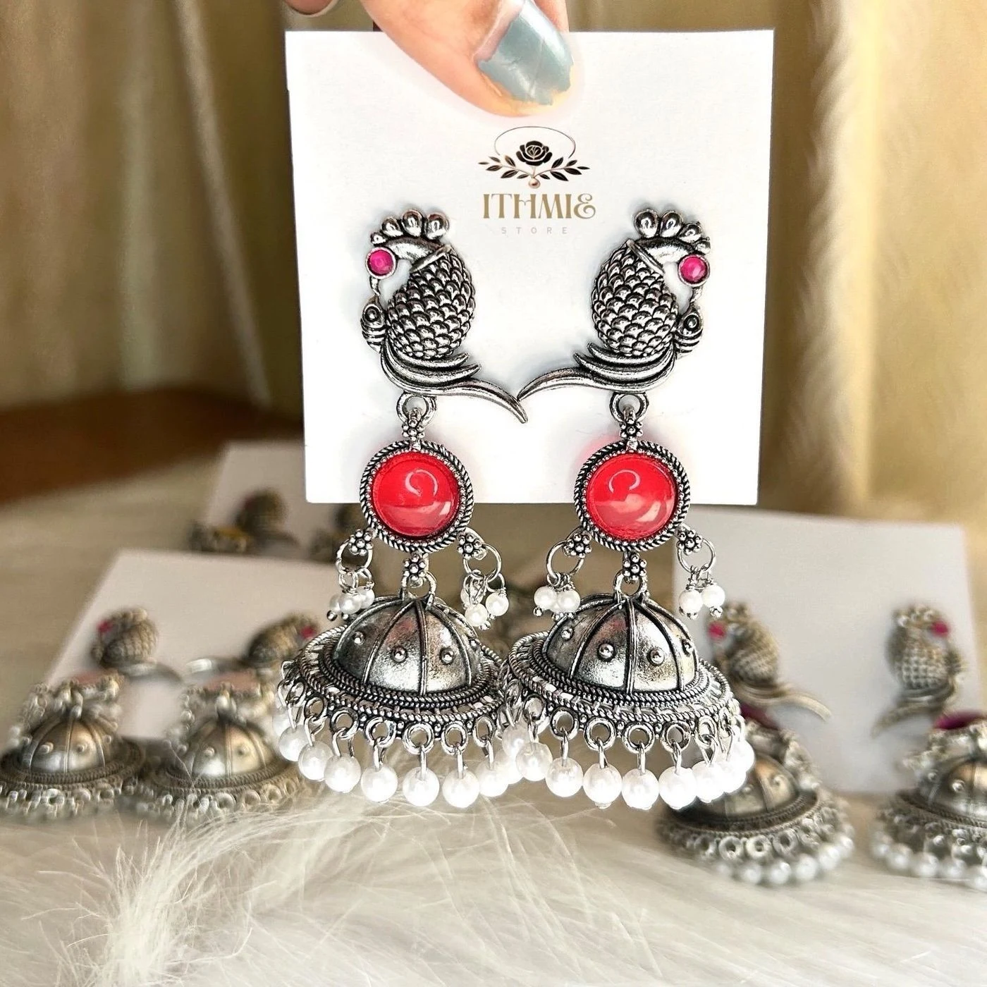 Mayura Pearl Jhumka 🦚✨ Where heritage meets timeless grace.