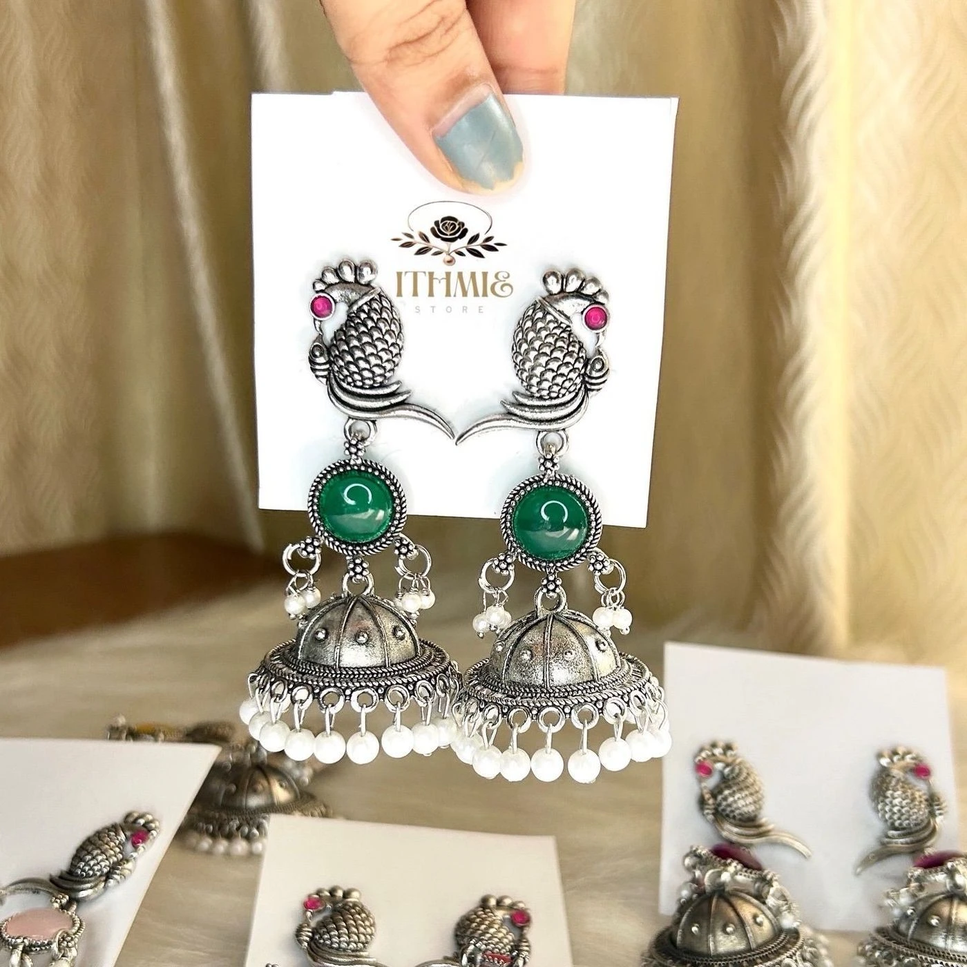 Mayura Pearl Jhumka 🦚✨ Where heritage meets timeless grace.