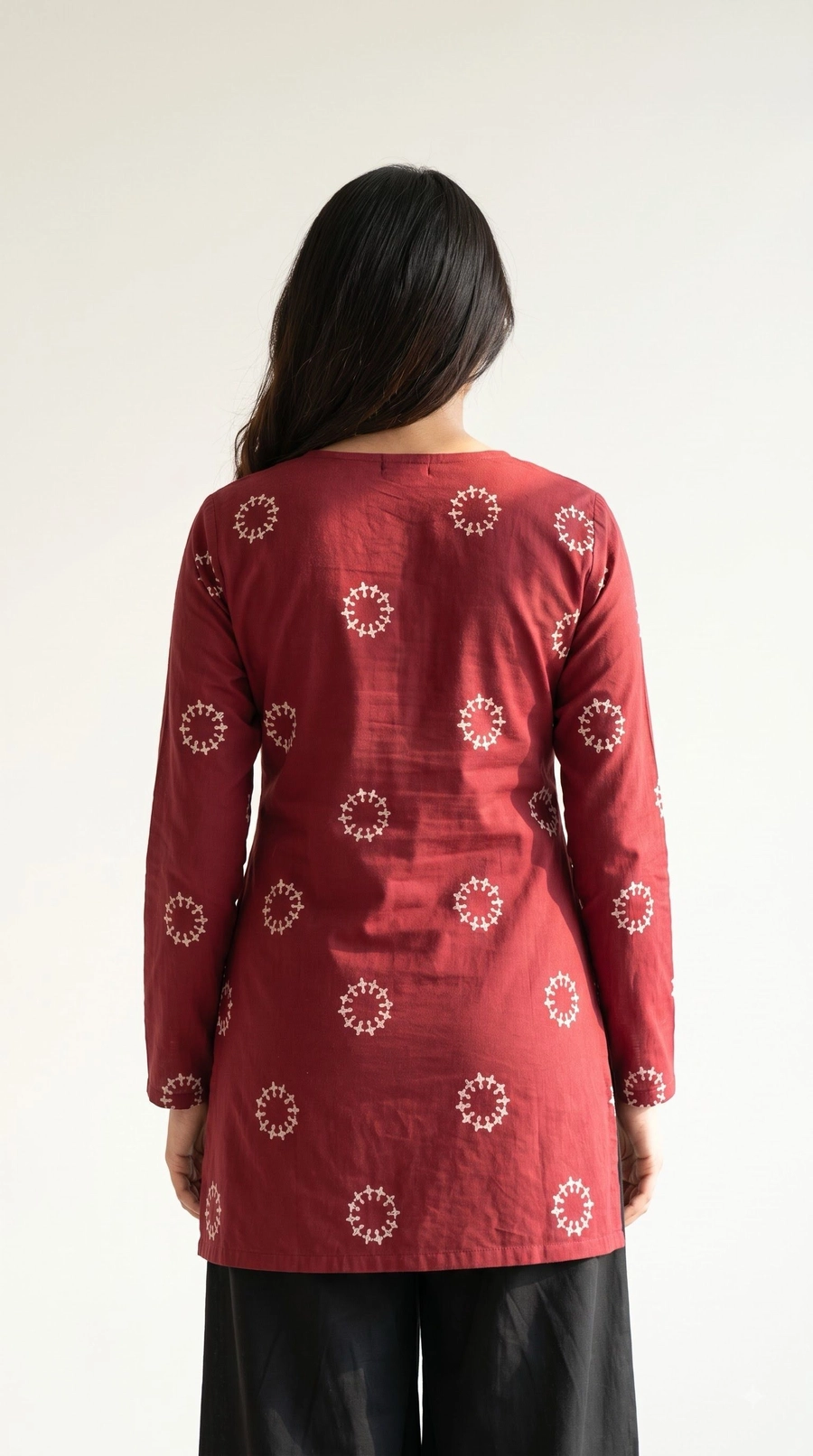 MAROON RAYON PRINTED SHORT KURTI 5