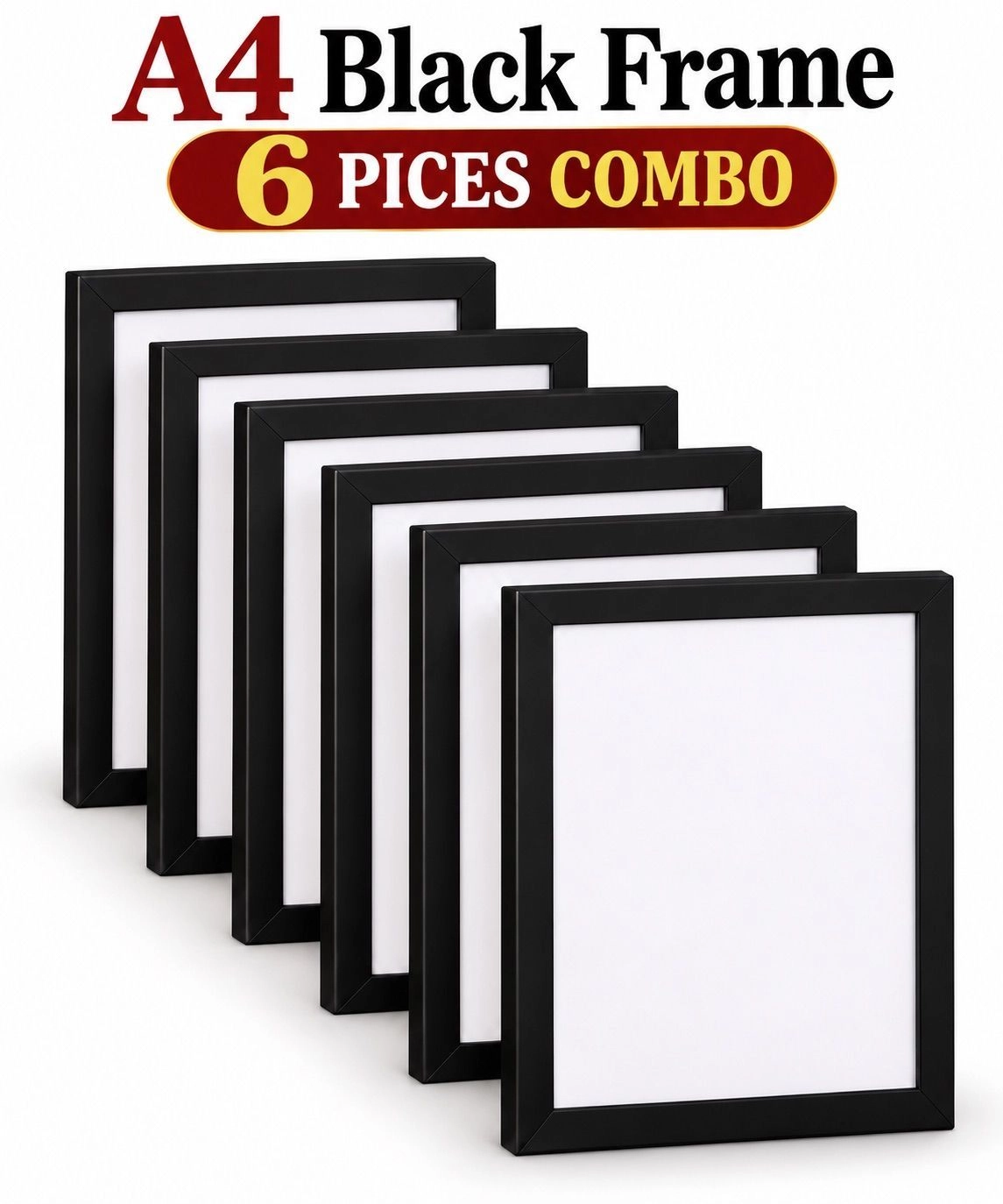 A4 Black Photo Frames for Wall & Home Decoration – Pack of 6 1
