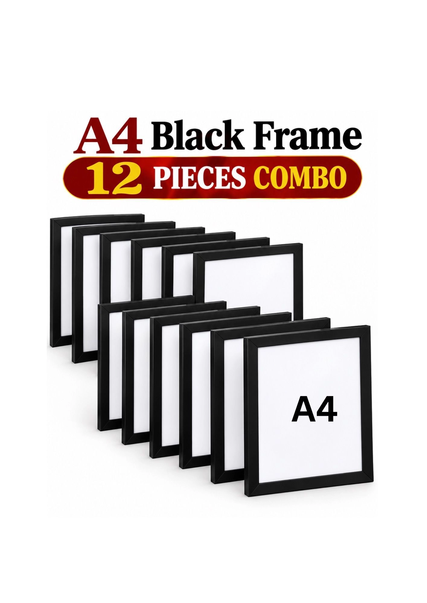 Wooden Black Acrylic Photo Frames for Wall Decoration – Pack of 12
