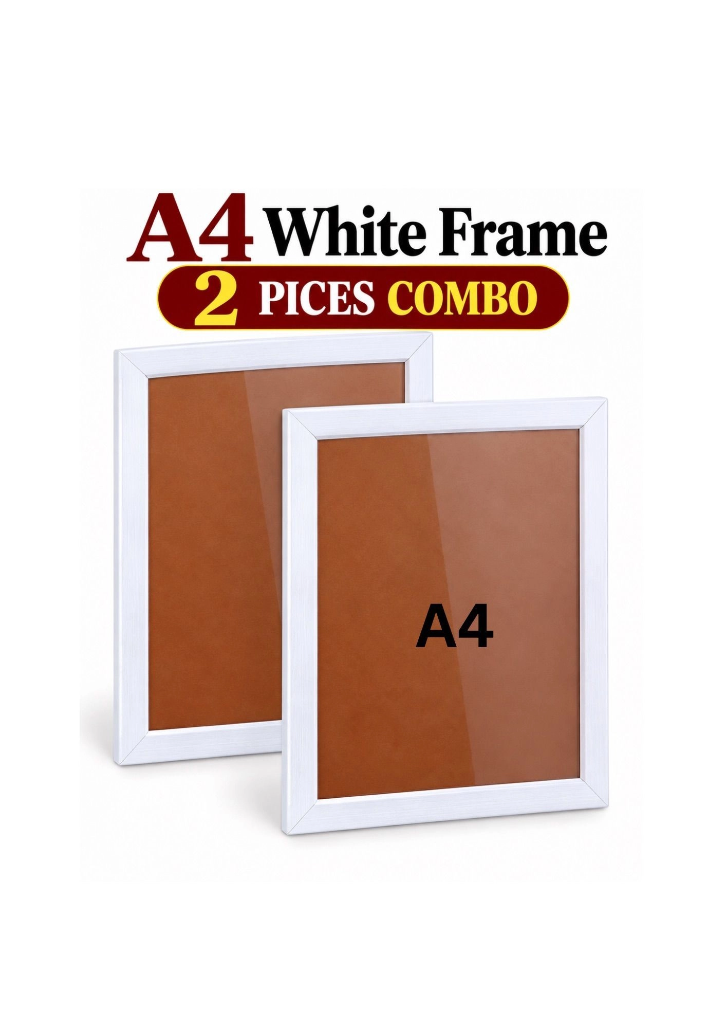 A4 White Wooden Acrylic Photo Frames for Wall Decoration – Pack of 2