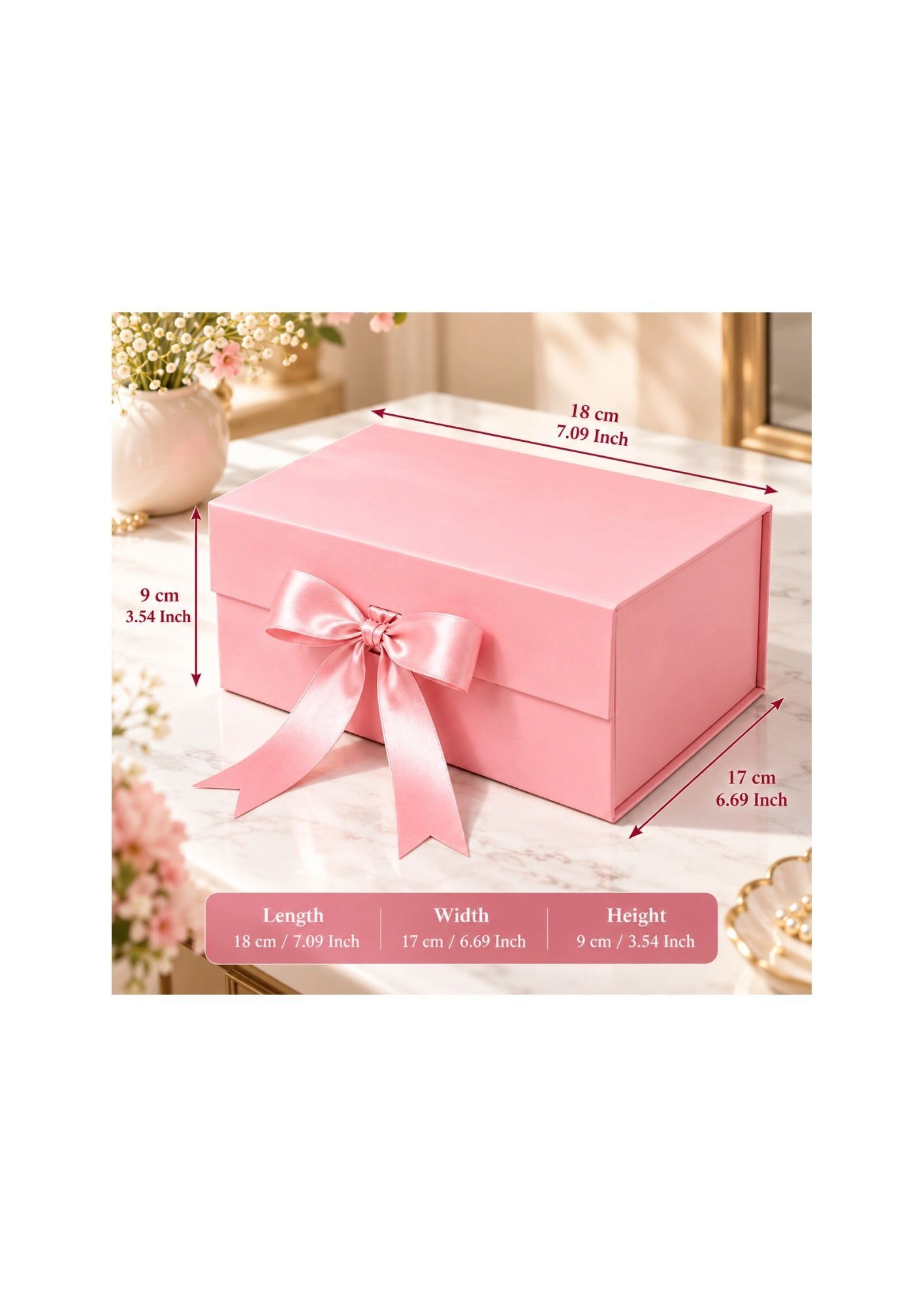 Light Pink Premium Collapsible Gift Box-18x17x9 cm 1