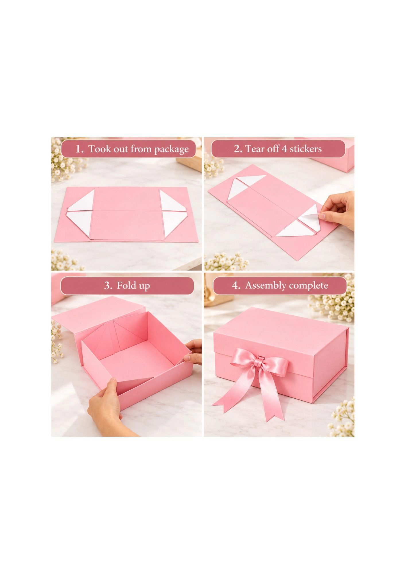Light Pink Premium Collapsible Gift Box-18x17x9 cm 2