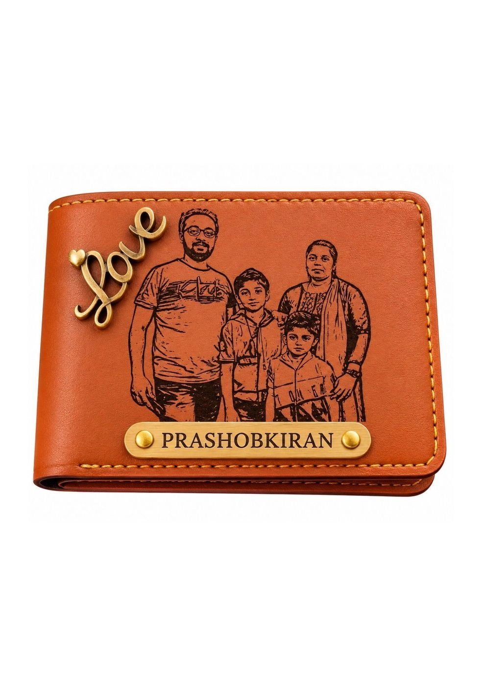 Customized Sketch Photo Wallet for Men with Name & Charm 1