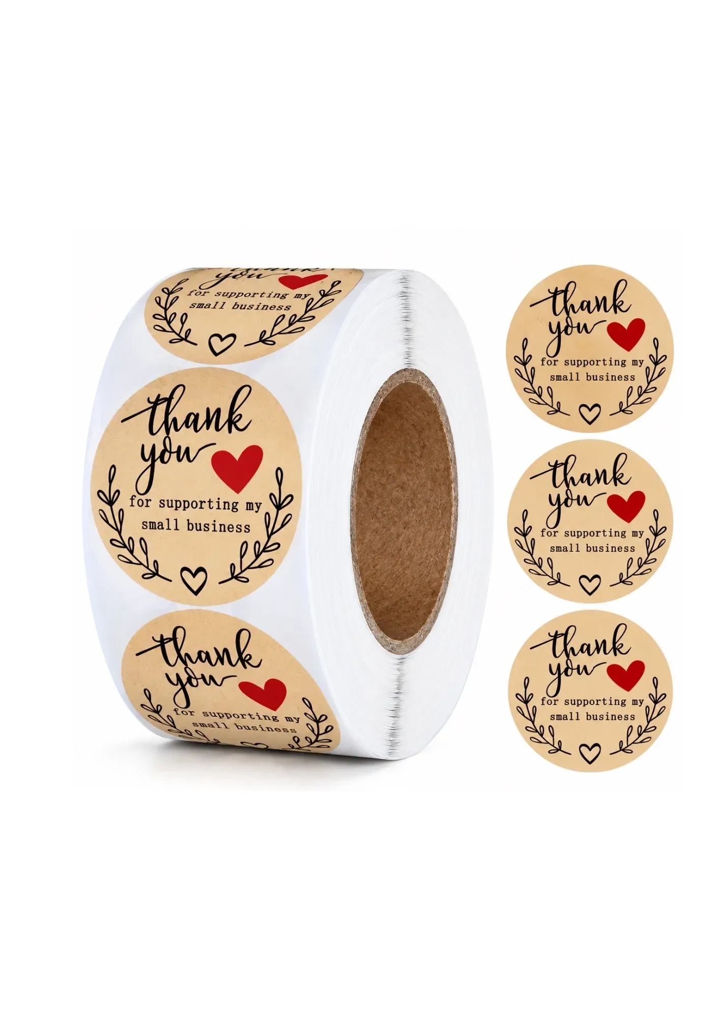 500 Pcs Round Thank You Stickers for Small Business | 1 Inch Self-Adhesive Kraft Paper Look Thank You Labels for Packaging, Gift Boxes, Envelopes, Hampers & E-commerce Orders 1