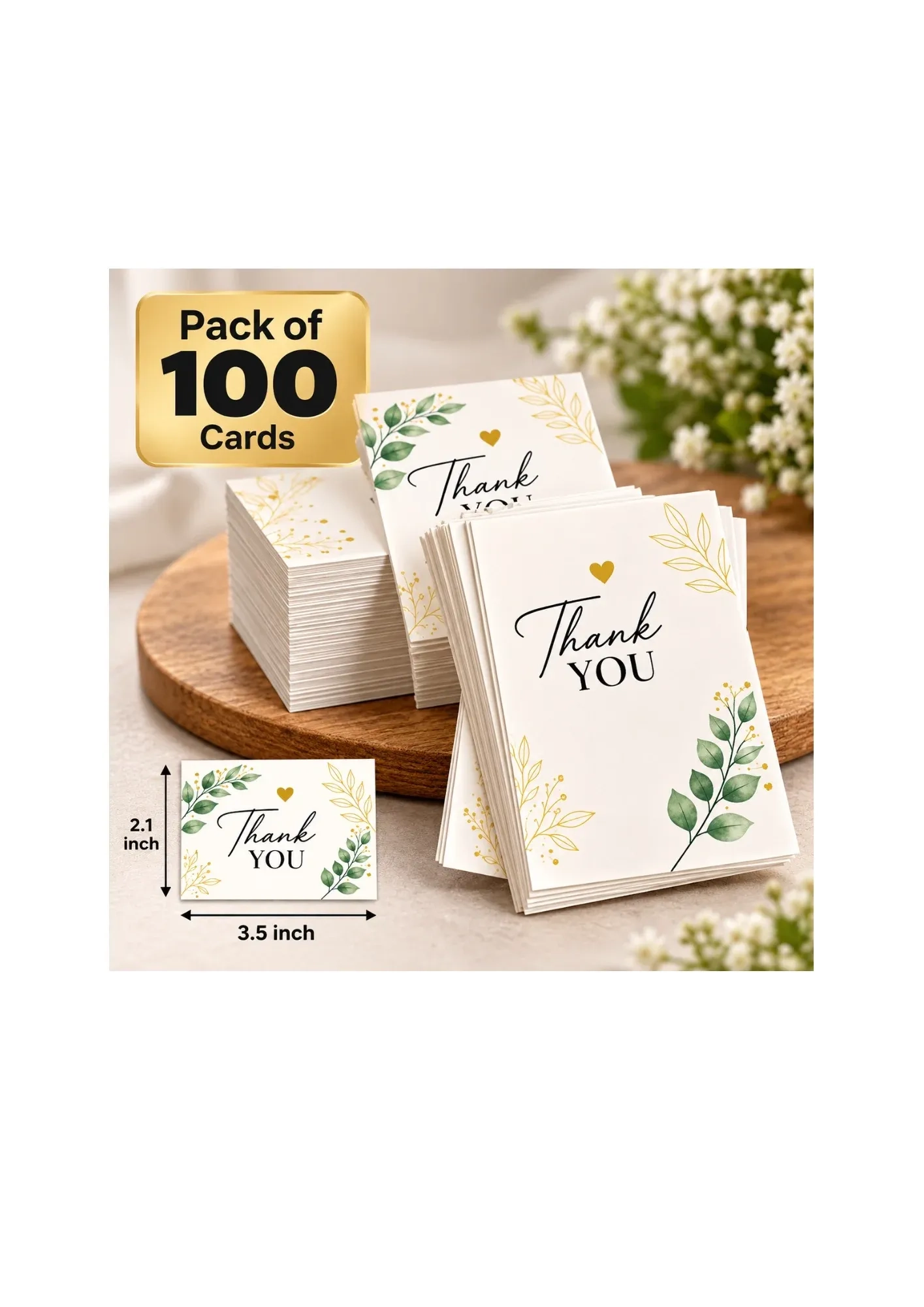 Premium Thank You Cards – Pack of 100 | 300 GSM Photographic Paper for Business Packaging, Gift Boxes & Online Orders 1