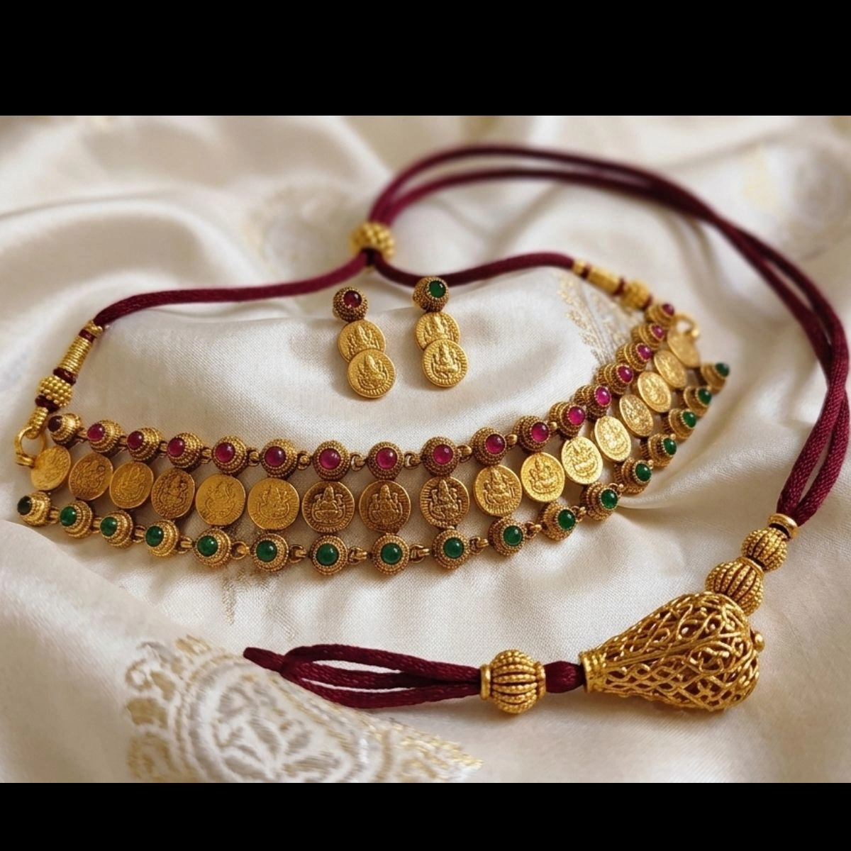 Kemp multi stone coin necklace