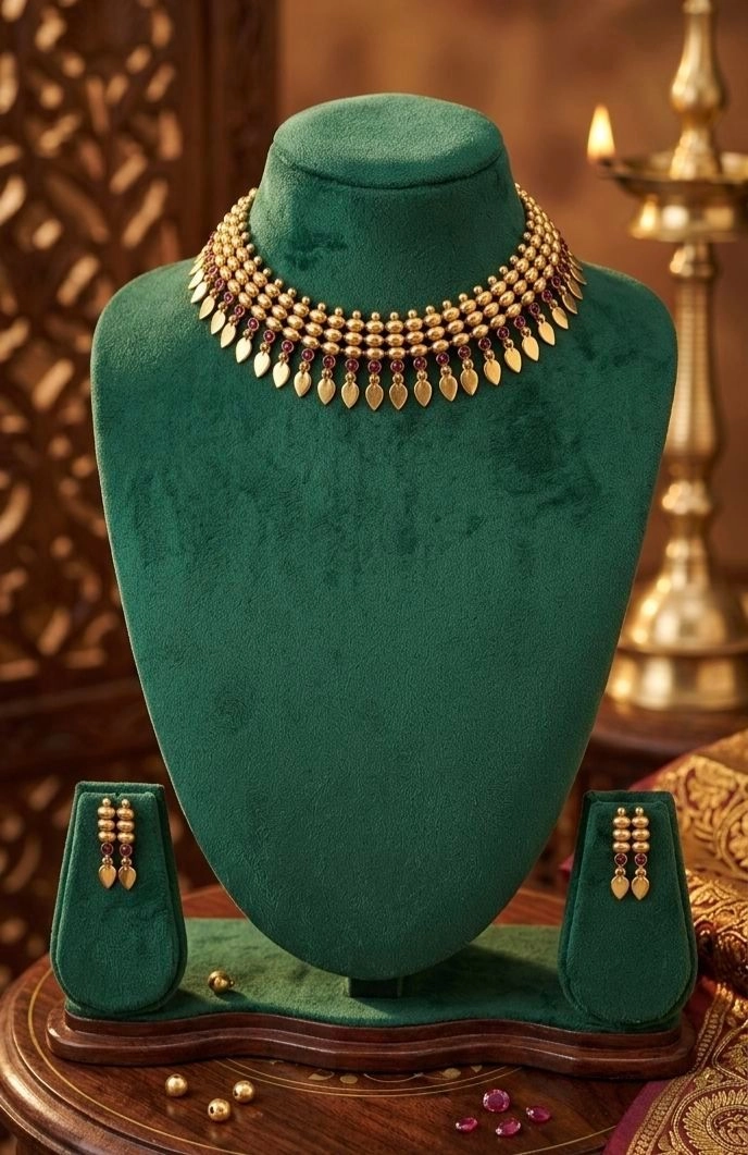 Antique Ruby Kundan stone  Layered Elakkathali