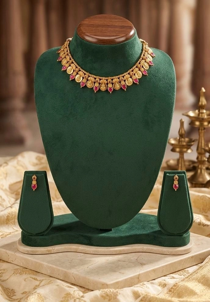 Coin Pink Nagabhadam necklace