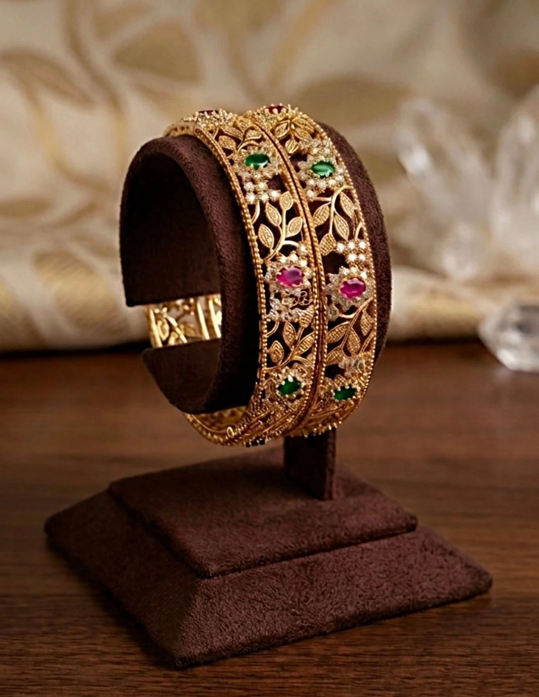Emerald & Ruby Garden Bangle 1