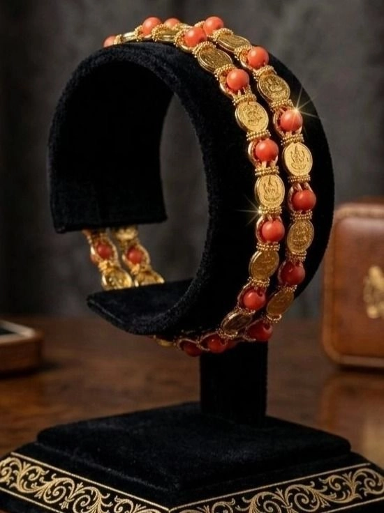 Traditional Coral Lakshmi Coin Bangle