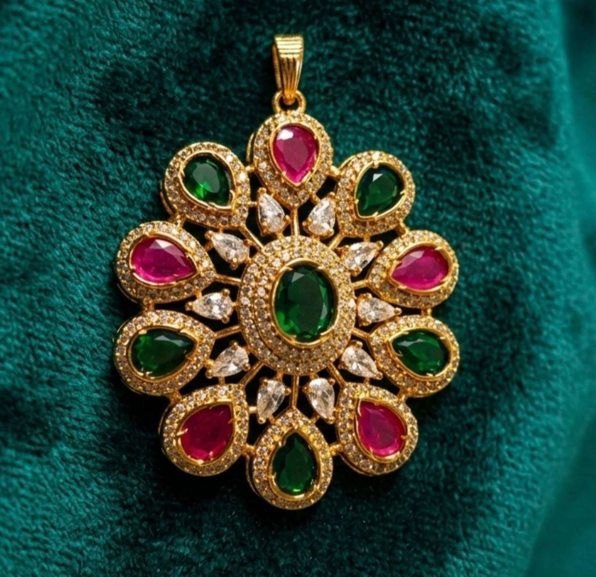Ruby Emerald Diamond Pendant