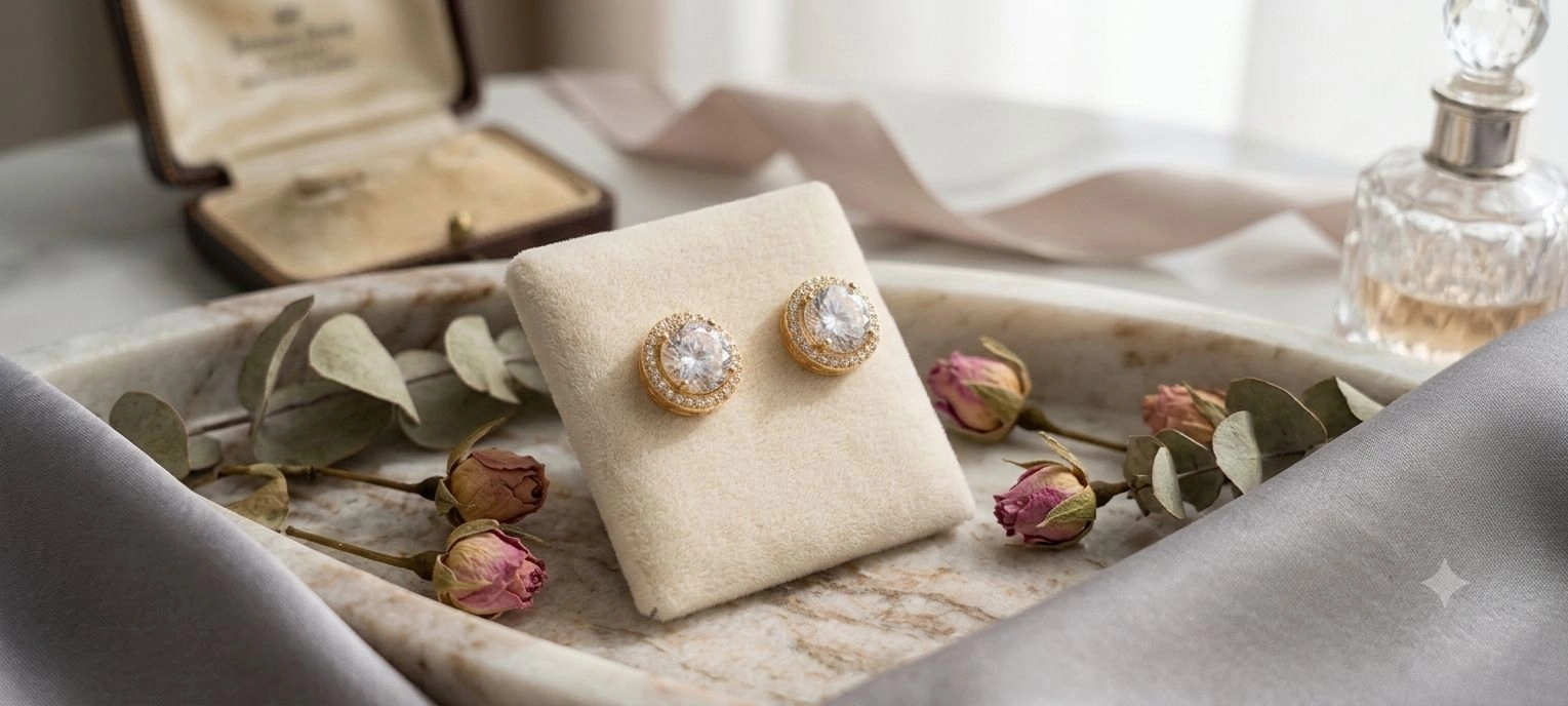 White Stone Diamond Studs
