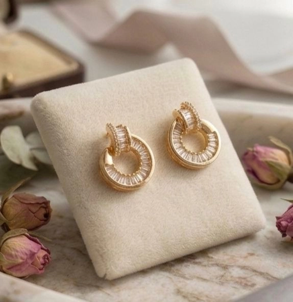 Golden Halo Crystal Earrings