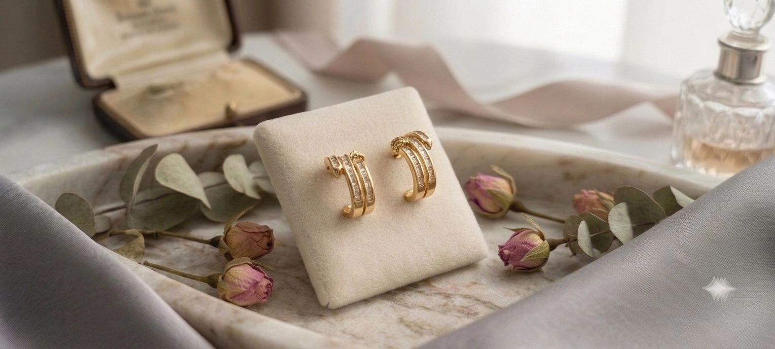 White stone hoop earrings