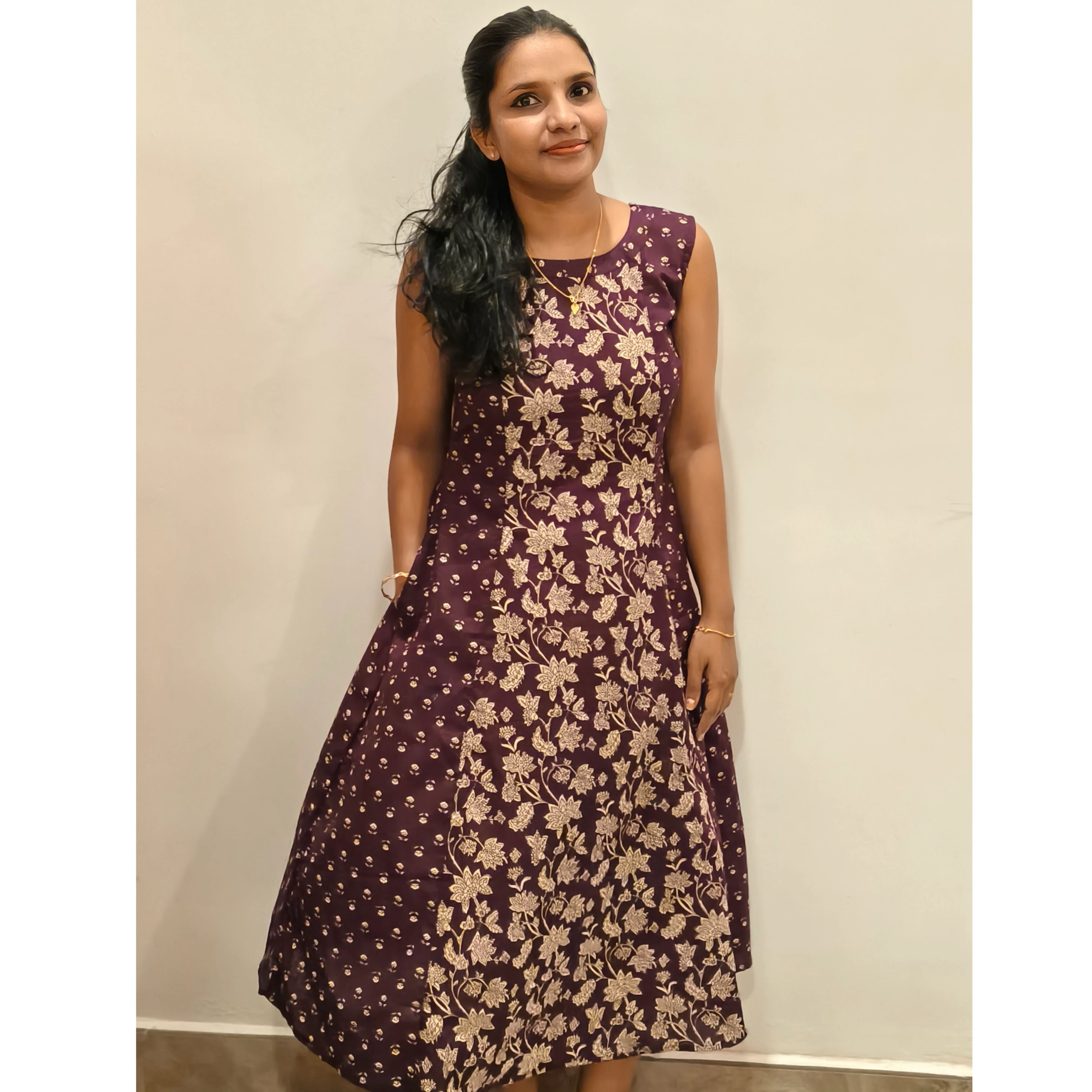 Royal plum: 3 panel aline kurti (DT005)