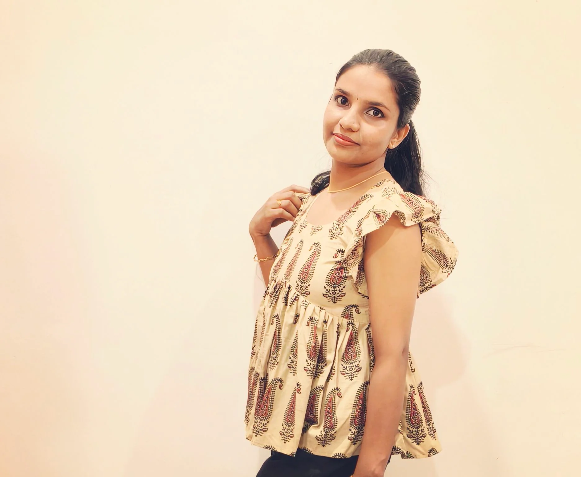 Classic Crop: Block printed pure cotton Crop top(DT016)