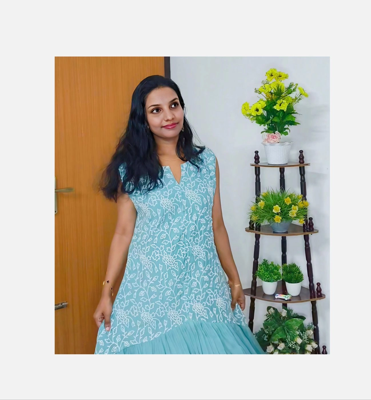 Mul-Queen: Mul-chanderi Aline Kurti (DT022)Mint blue