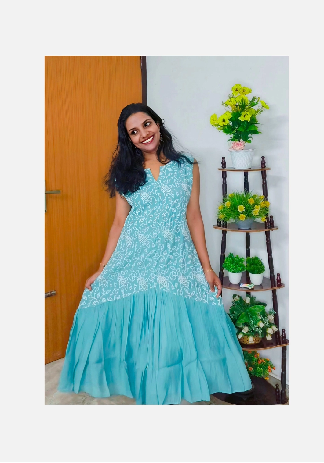 Mul-Queen: Mul-chanderi Aline Kurti (DT022)Mint blue