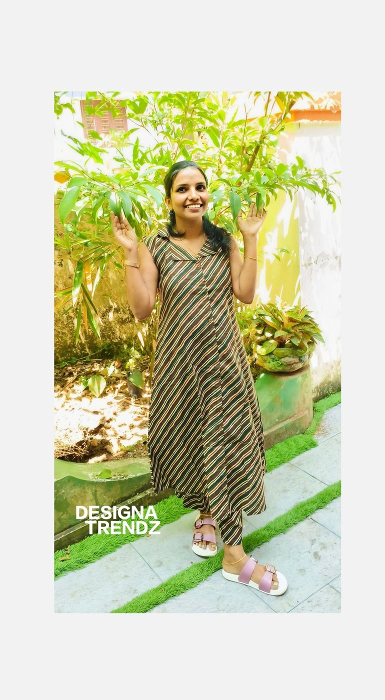 Forest Muse:Pure Cotton Green Aline Co-ord Set (DT023)