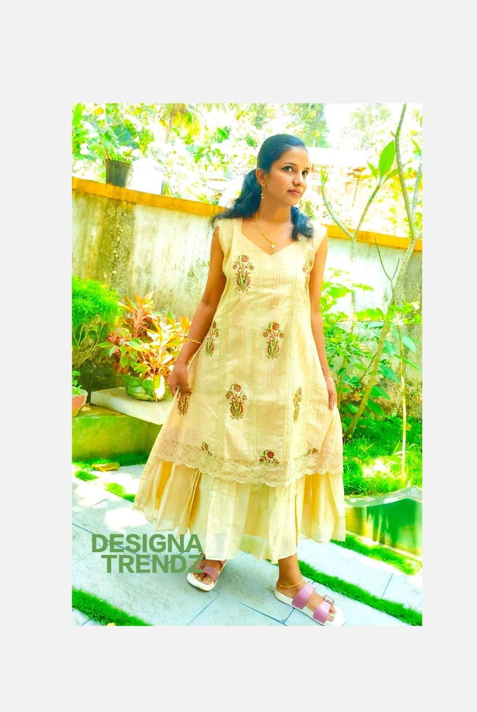 Fest-Crush: Mul-chanderi Aline Kurti (DT028)