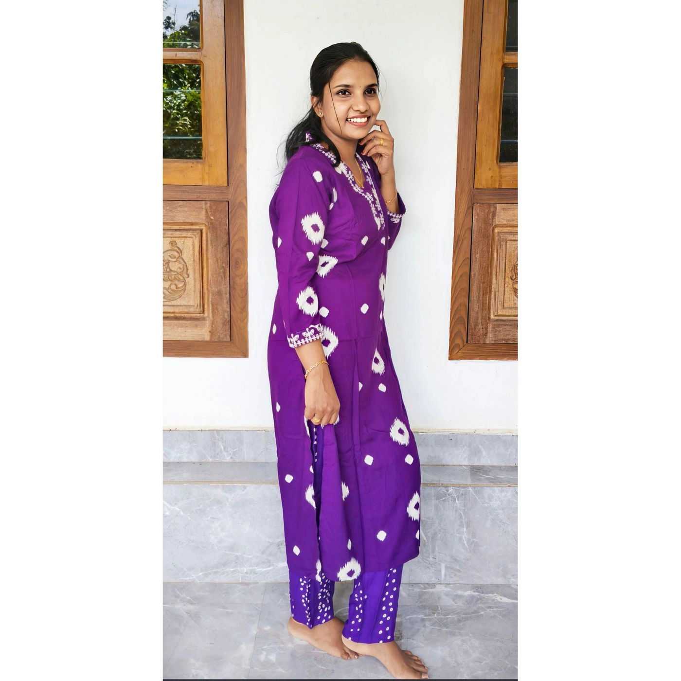 Violet Boo: Cotton blend Bandini print co-ord set (DT029) 2