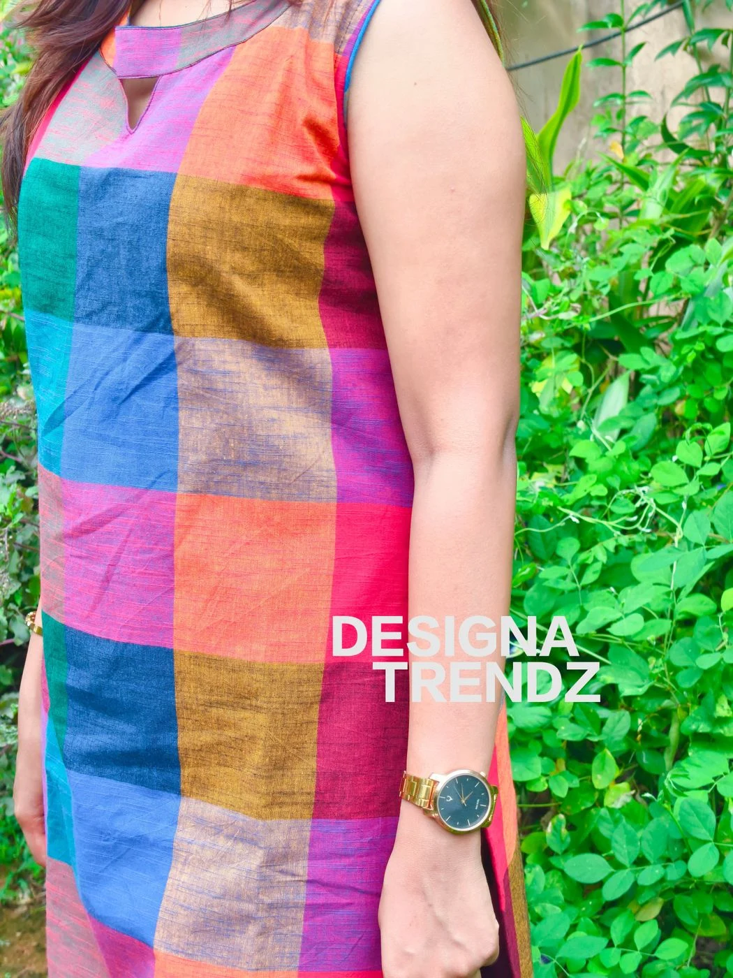 Madras check: Pure handloom cotton Slitted co-ord set (DT036)
