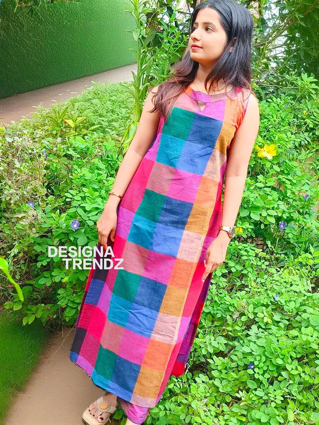 Madras check: Pure handloom cotton Slitted co-ord set (DT036)