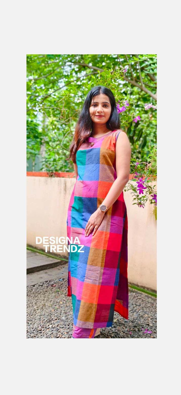 Madras check: Pure handloom cotton Slitted co-ord set (DT036)